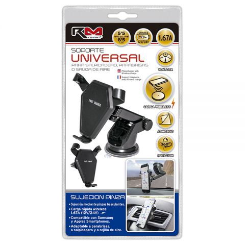 SOPORTE TELÉFONO CONNECT CON CARGA WIRE-LESS
