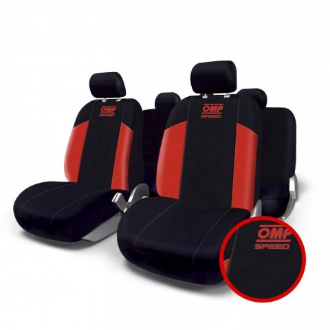 JGO.FUNDAS DE ASIENTO OMP SPEED NEGR/ROJA