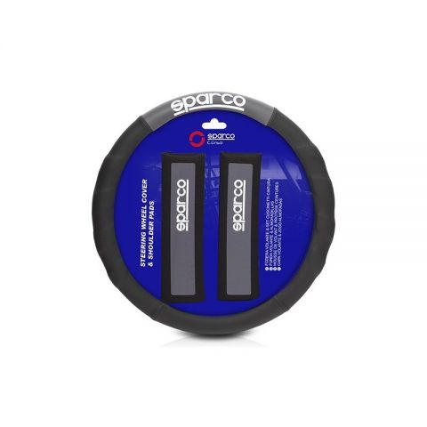 FUNDA VOLANTE SPARCO N/GR + ALMOHADILLA GRIS