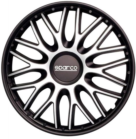 TAPACUBOS SPARCO ROMA BICOLOR SILVER/NEGRO 14”