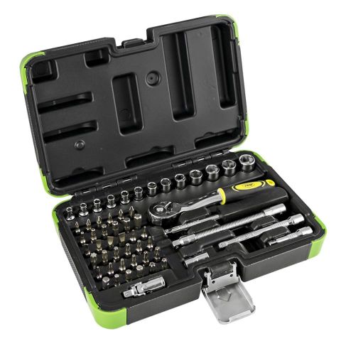 ESTUCHE DE HERRAMIENTAS CON 56 PIEZAS CON VASOS HE