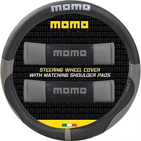 FUNDA VOLANTE + ALMOHADILLAS MOMO NEGR/GRIS