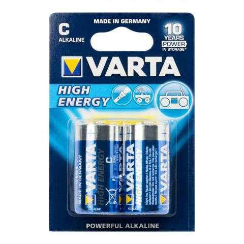 2 PILAS R14 VARTA C POWERFUL ALKALINE HIGH ENERGY