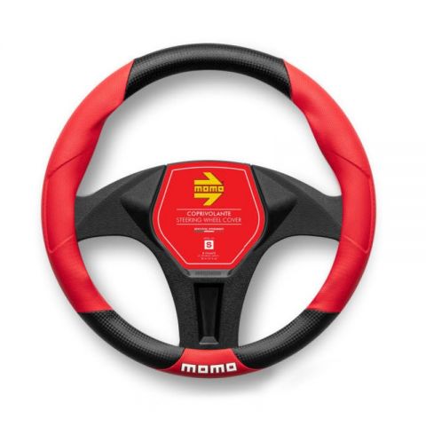 FUNDA VOLANTE MOMO TUNING NEGRO/ROJO