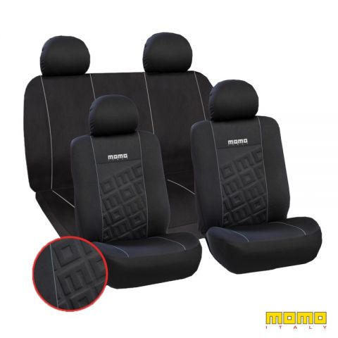 JGO. FUNDAS ASIENTOS INTERIOR MOMO COLOR NEGR/GRI