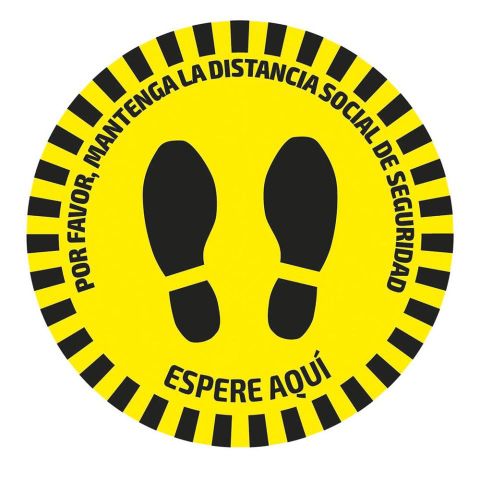 ETIQUETA ADHESIVA REDONDA DE SEÑALIZACIÓN SUELO