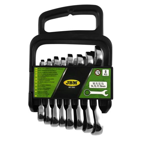 SET DE 8 LLAVES COMBINADAS CORTAS CON TRINQUETE