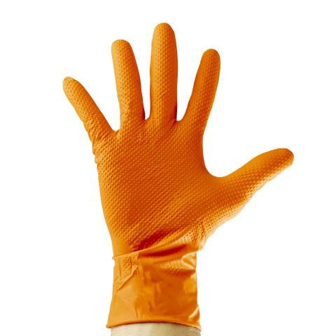 GUANTES NARANJAS DESECHABLES DE NITRILO T:L 5,5MIL