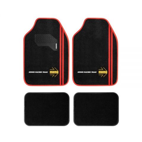 ALFOMBRA MOQUETA MOMO CARP.CAR SPORT BLK-RED -4PCS