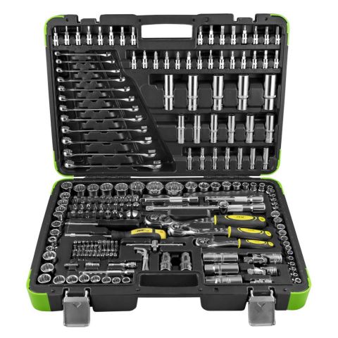 ESTUCHE DE HERRAMIENTAS 216 PIEZAS VASOS CROMADOS