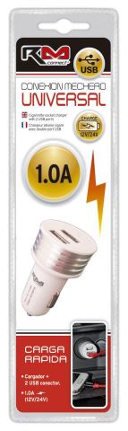CARGADOR MECHERO CONNECT DOBLE CONEXIÓN USB 1.0mA