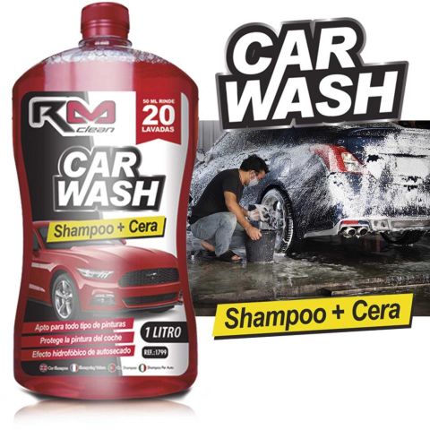 SHAMPOO CAR WASH + CERA. VOLUMEN 1LT