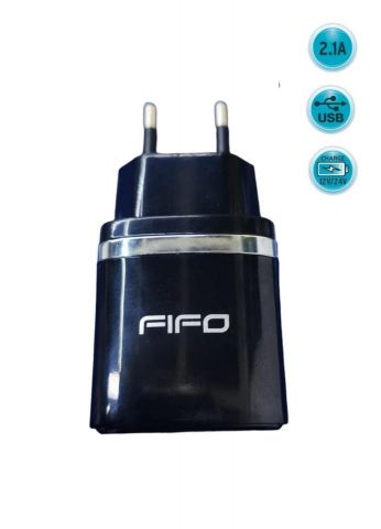 CARGADOR DOMESTICO CON DOBLE USB 2,1A COLOR NEGRO