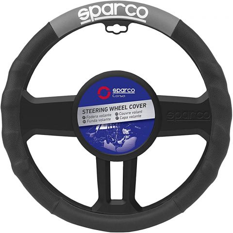 FUNDA VOLANTE SPARCO GRIS/NEGRO