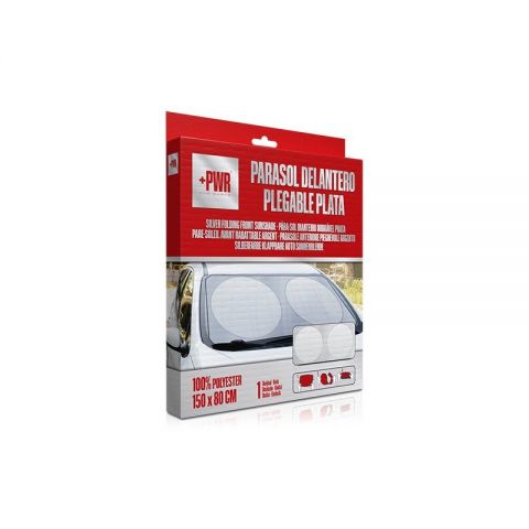PARASOL DELANTERO PLEGABLE PLATA 150X80
