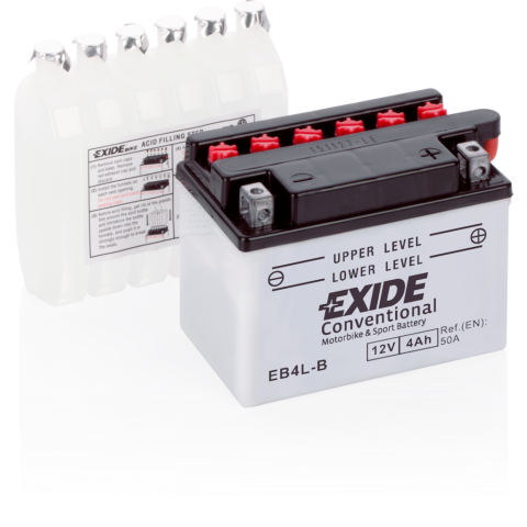 BATERÍA EXIDE MOTOBICKE 12V 4AH 50EN + DERECHA