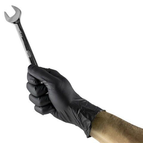 GUANTES NEGROS DESECHABLES DE NITRILO T:L 5MIL