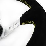 VOLANTE DESPLAZADO TRACK PIEL VUELTA BRAZOS PLATA