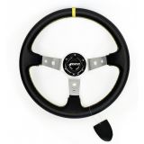 VOLANTE DESPLAZADO TRACK PIEL ARTIFICIAL BRA/PLATA