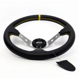 VOLANTE DESPLAZADO TRACK PIEL ARTIFICIAL BRA/PLATA