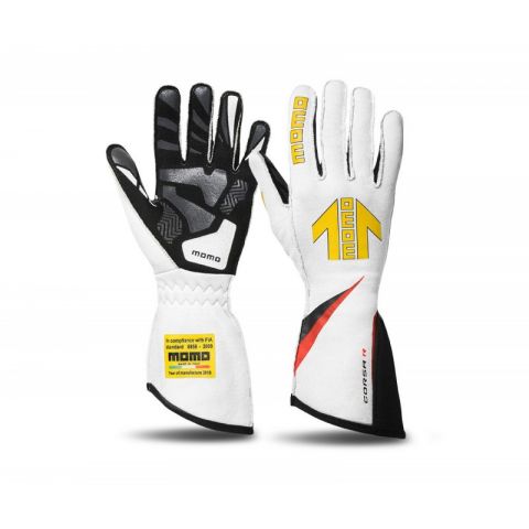 GUANTES MOMO CORSA R COLOR BLANCO T10 FIA8856/2000