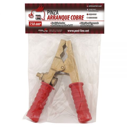 PINZA ARRANQUE MACIZA 750 AMP COLOR ROJA EN BOLSA