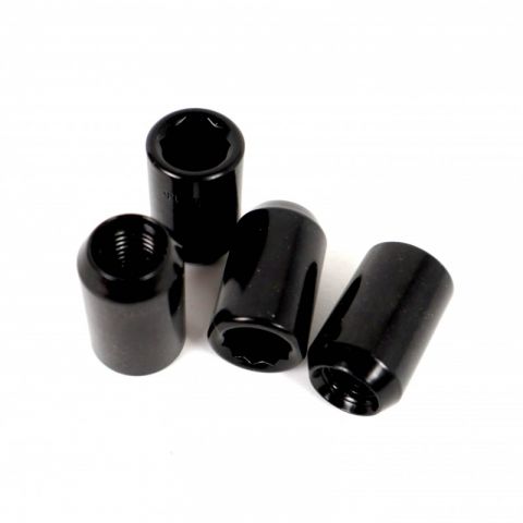 SET 4 TUERCAS ESTRELLA OMP 12X1.5 L:36MM NEGRAS
