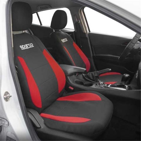 JUEGO FUNDAS SPARCO STRADA NEGRO/ROJO