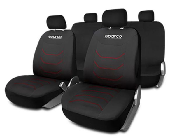 JUEGO FUNDAS SPARCO CORSA NEGRA/ROJA