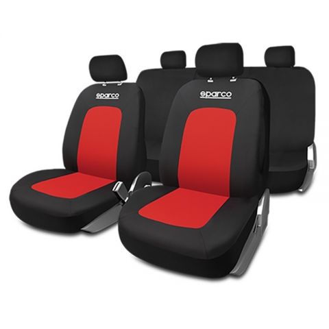 JUEGO FUNDAS SPARCO SPORT NEGRO/ROJO