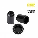 SET TUERCAS OMP 12X1.25 L:36MM NEGRAS