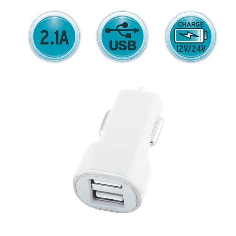 CARGADOR MECHERO CON DOBLE CONEXIÓN CAP.2,1 BLANCO