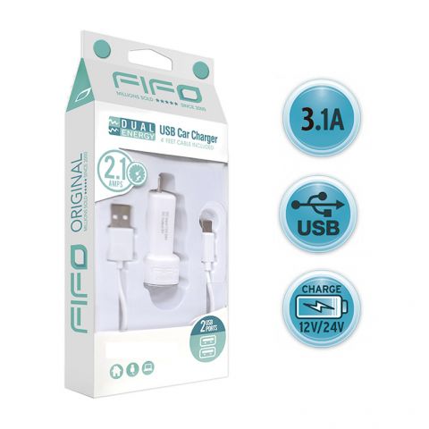 CARGADOR MECHERO DOBLE SALIDA USB 2,1A TIPO IPHONE