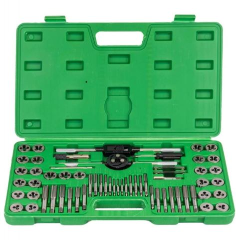 ESTUCHE MÉTRICO CON 60 PIEZAS DE MACHOS Y TERRAJAS