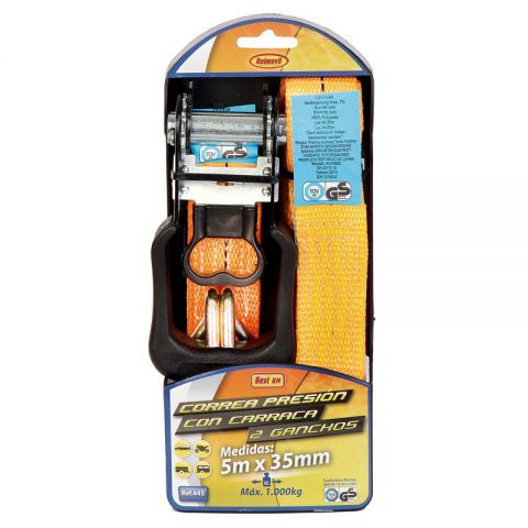 CORREA 35MM+CARRACA+2 GANCHOS LONG 5m 1000K TUV/GS