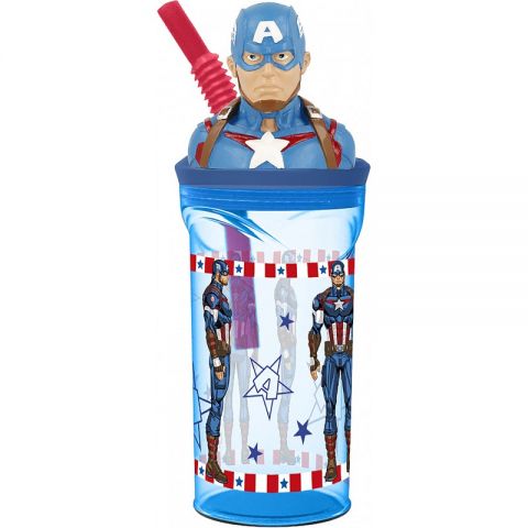 VASO FIGURA 3D 360ML CAPITÁN AMÉRICA
