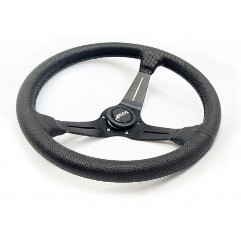 VOLANTE DESPLAZADO CLASSIC PIEL PERFORADA BRAZ NEG