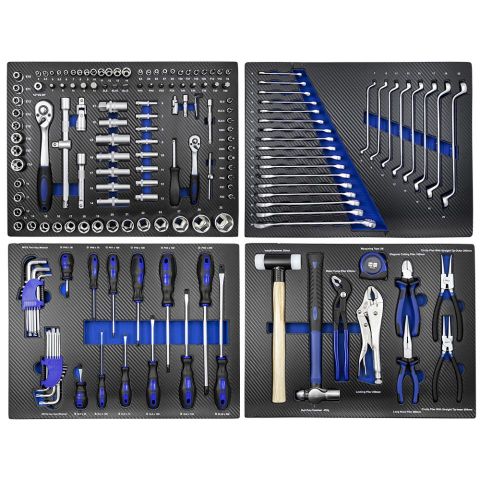 SET DE 4 MODULOS DE HERRAMIENTAS EVA CARBONO AZUL