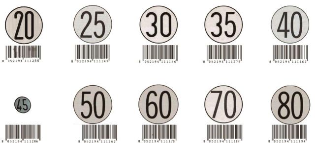 PLACA DE VELOCIDAD HOMOLOGADA 45