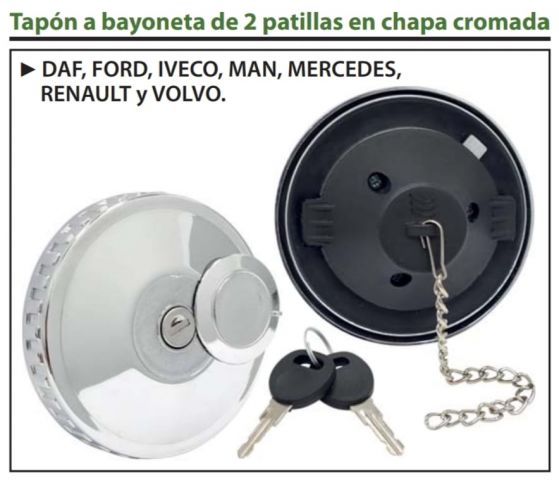 TAPÓN DEPÓSITO Ø80-105 A BAYONETA+LLAVE CROMADO