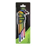SET DE 9 LLAVES TORX DE COLORES EXTRALARGAS