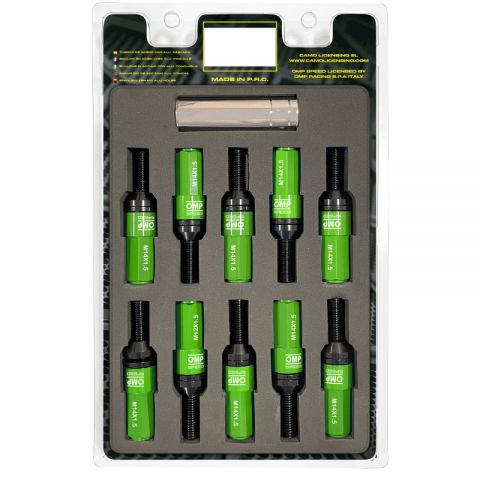JUEGO 20 TORNILLOS OMP M14X1.5 LLAVE 17-19 VERDE