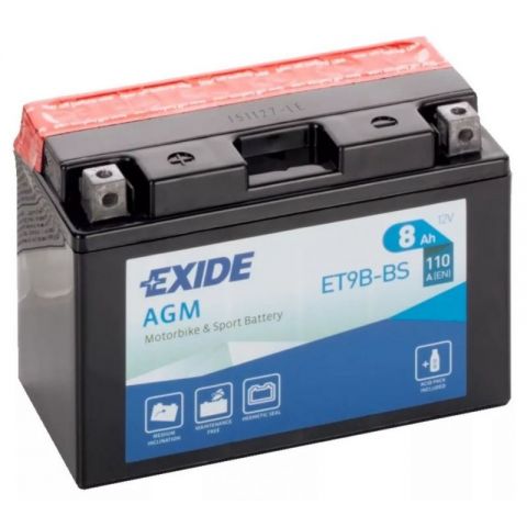 BATERÍA EXIDE MOTOBICKE 12V 8AH 110EN + IZQUIERDA