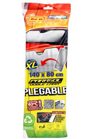 PARASOL ALUMINIZADO DOBLE BURBUJA PLEGABLE 140X80