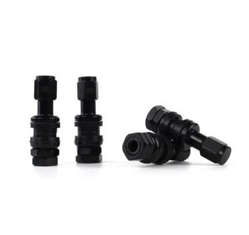 JGO. 4 VÁLVULAS DE ALUMINIO PARA LLANTAS - NEGRAS