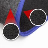 JGO. 4 ALFOMBRAS MOQUETA PREMIUM NEGRA RIBETE AZUL