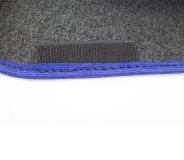 JGO. 4 ALFOMBRAS MOQUETA PREMIUM NEGRA RIBETE AZUL