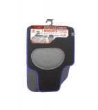 JGO. 4 ALFOMBRAS MOQUETA PREMIUM NEGRA RIBETE AZUL