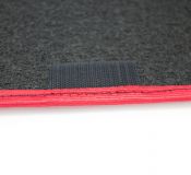 JGO. 4 ALFOMBRAS MOQUETA PREMIUM NEGRA RIBETE ROJO