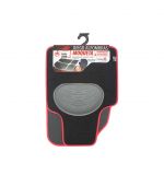 JGO. 4 ALFOMBRAS MOQUETA PREMIUM NEGRA RIBETE ROJO